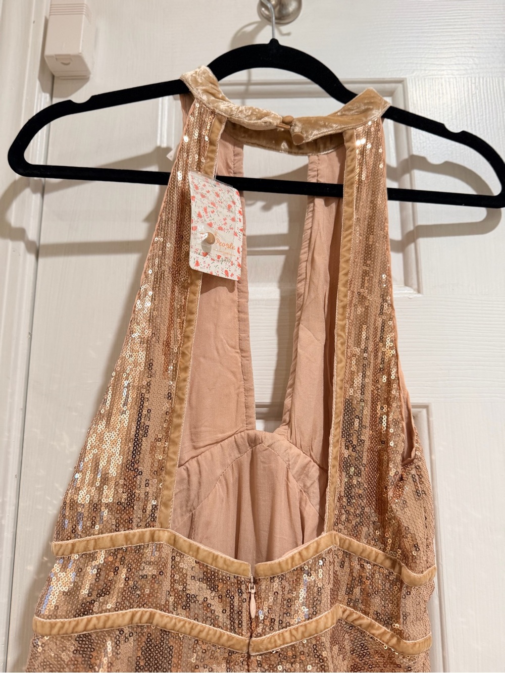 Free People Rose Gold Sequin Halter Mini Dress - Picture 5 of 6